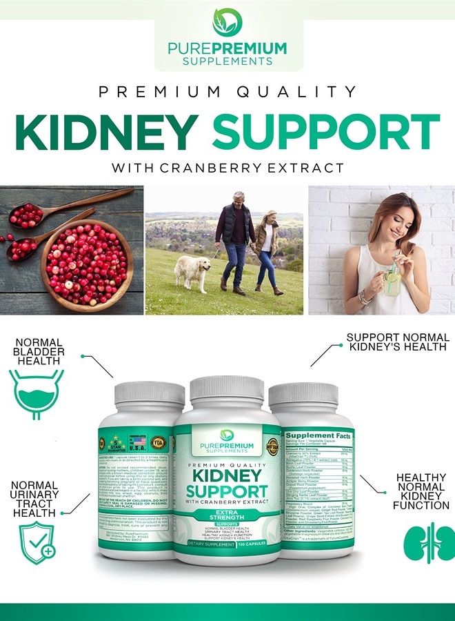 PUREPREMIUM SUPPLEMENTS مكمل دعم الكلى PurePremium للرجال والنساء - دعم المسالك البولية، دعم المثانة الطبيعية ومكملات لصحة الكلى - مستخلص التوت البري، الأستراجالوس وورق الأوفا أورسي - 60 كبسولة - Image 3